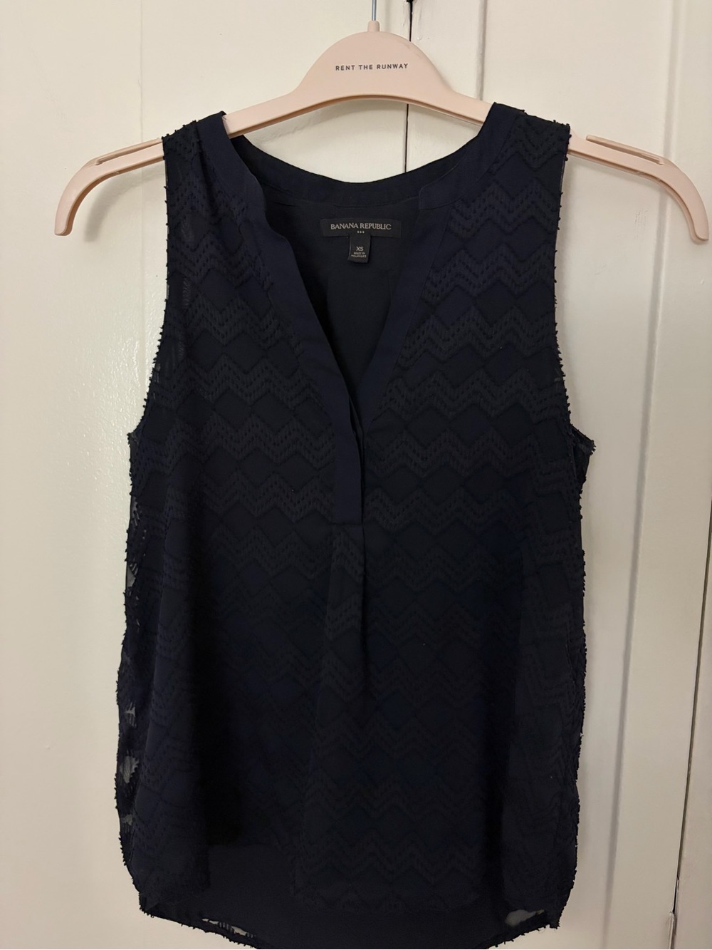 Banana Republic Navy Lace Overlay V-Notch Sleeveless Camisole